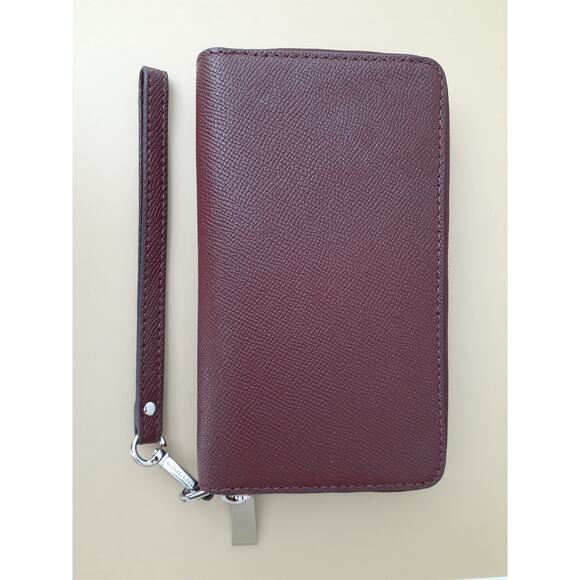 Michael Kors Jet Set Large Flat Multi Function Phone Case Merlot Purse Wallet - Picture 3 of 5